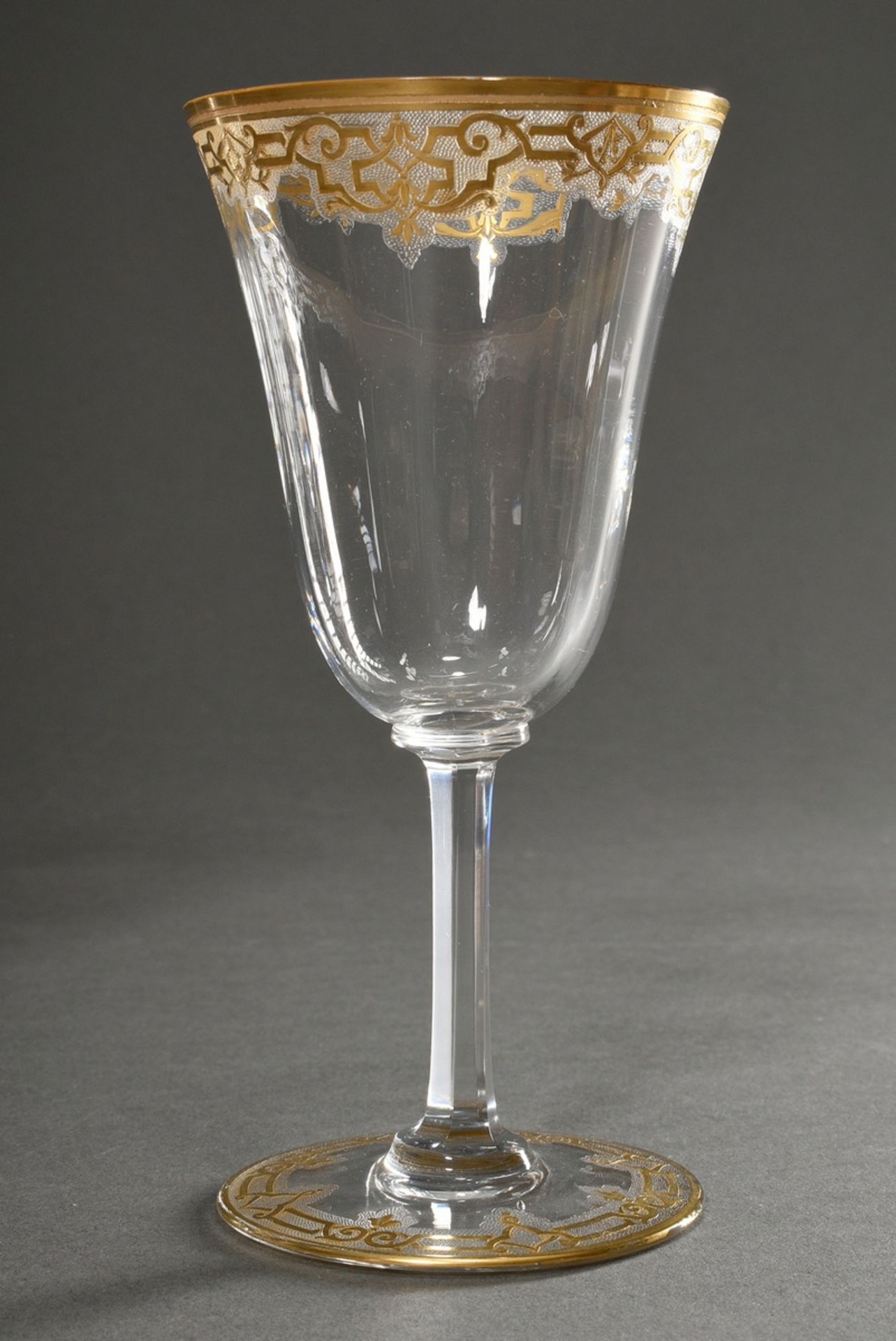 7 Gläser mit ornamentalem Goldrand in Saint Louis Art, H. 17,5cm - Bild 2 aus 5