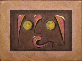 Unbekannter Künstler des 20.Jh. "Abstrakte Komposition" 1955, Aquarell/Tinte, u.l. unleserl. sign./