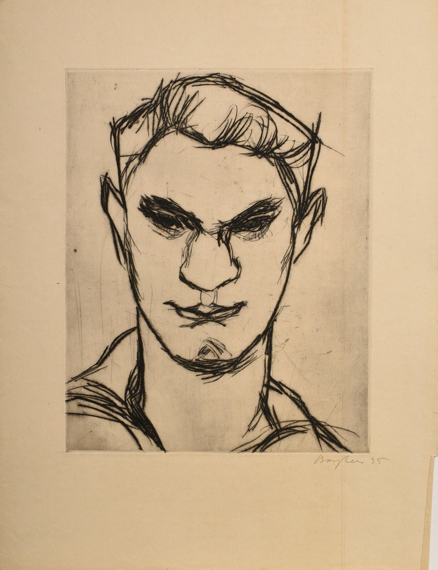 3 Bargheer, Eduard (1901-1979) "Herren-Portraits" (2 sailors and self?) 1931/1934/1935, etchings, s - Image 6 of 7