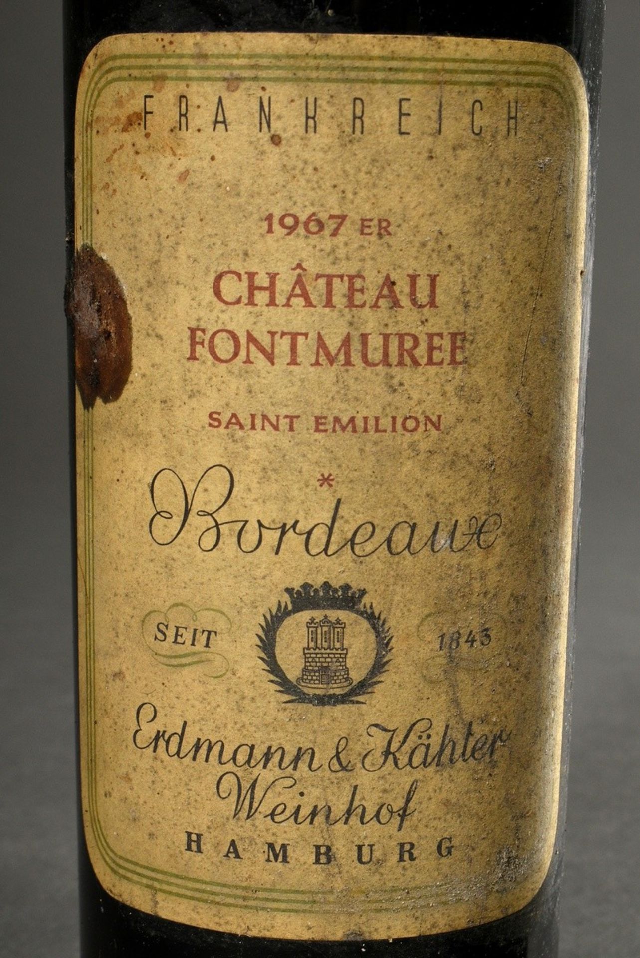 3 Diverse Flaschen Bordeaux: 1x 1953 Chateau Cos d´Estourel, Grand Cru Classe, St. Estephe, 1x 1967 - Bild 3 aus 5