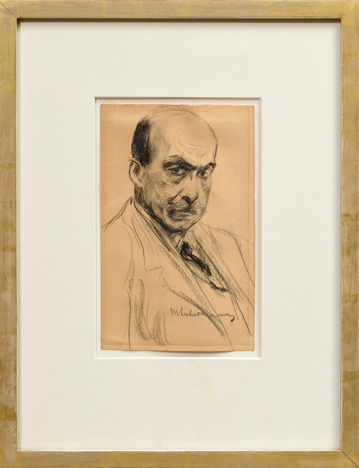 Liebermann, Max (1847-1935) „Selbstportrait“ um 1920/1921, Kohle/Strukturpapier, u.r. sign., freige - Bild 2 aus 3