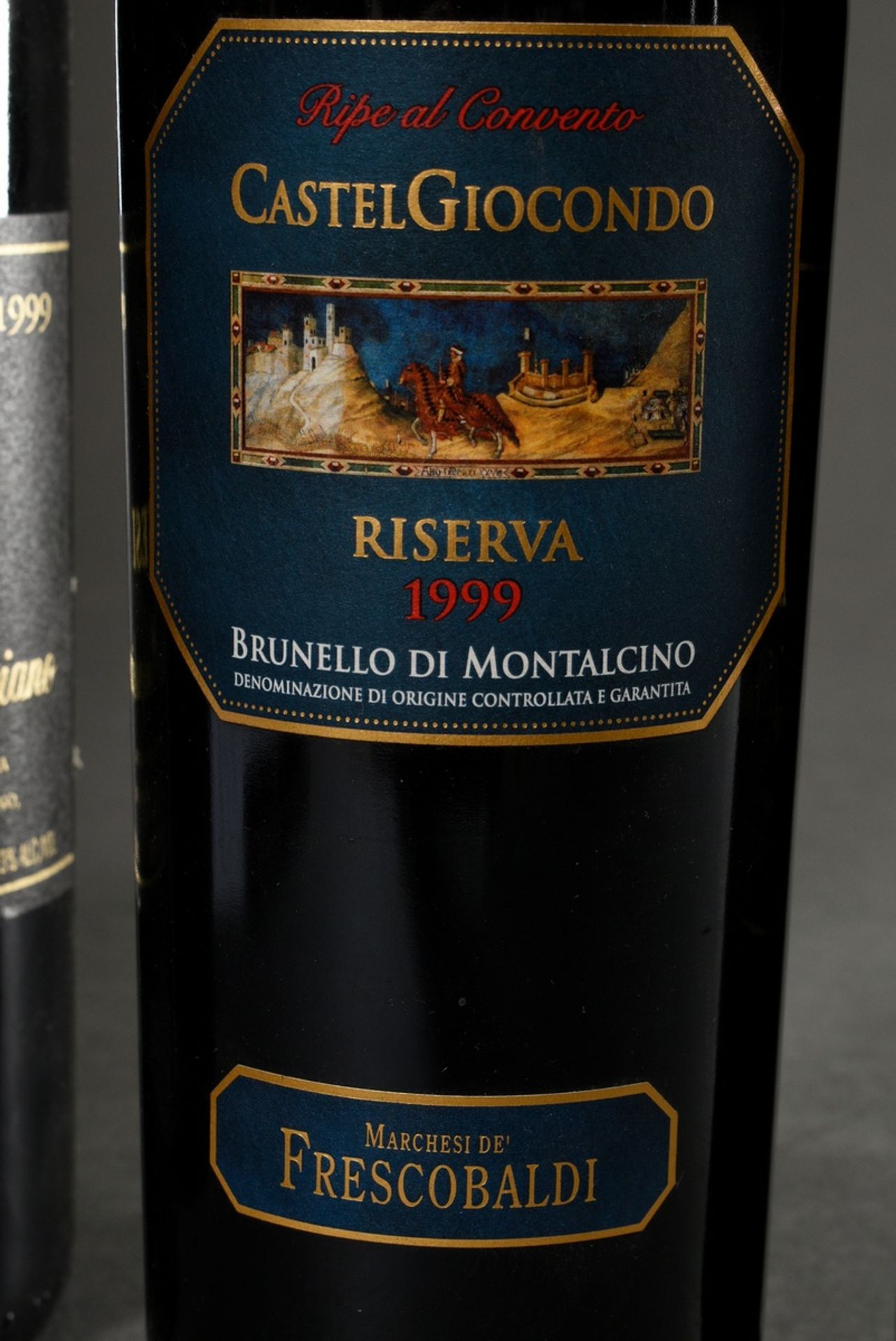 4 Flaschen 1999: 1x Marchesi de Frescobaldi, Castel Giocondo, Riserva, Brunello di Montalcino, DOCG - Bild 3 aus 7