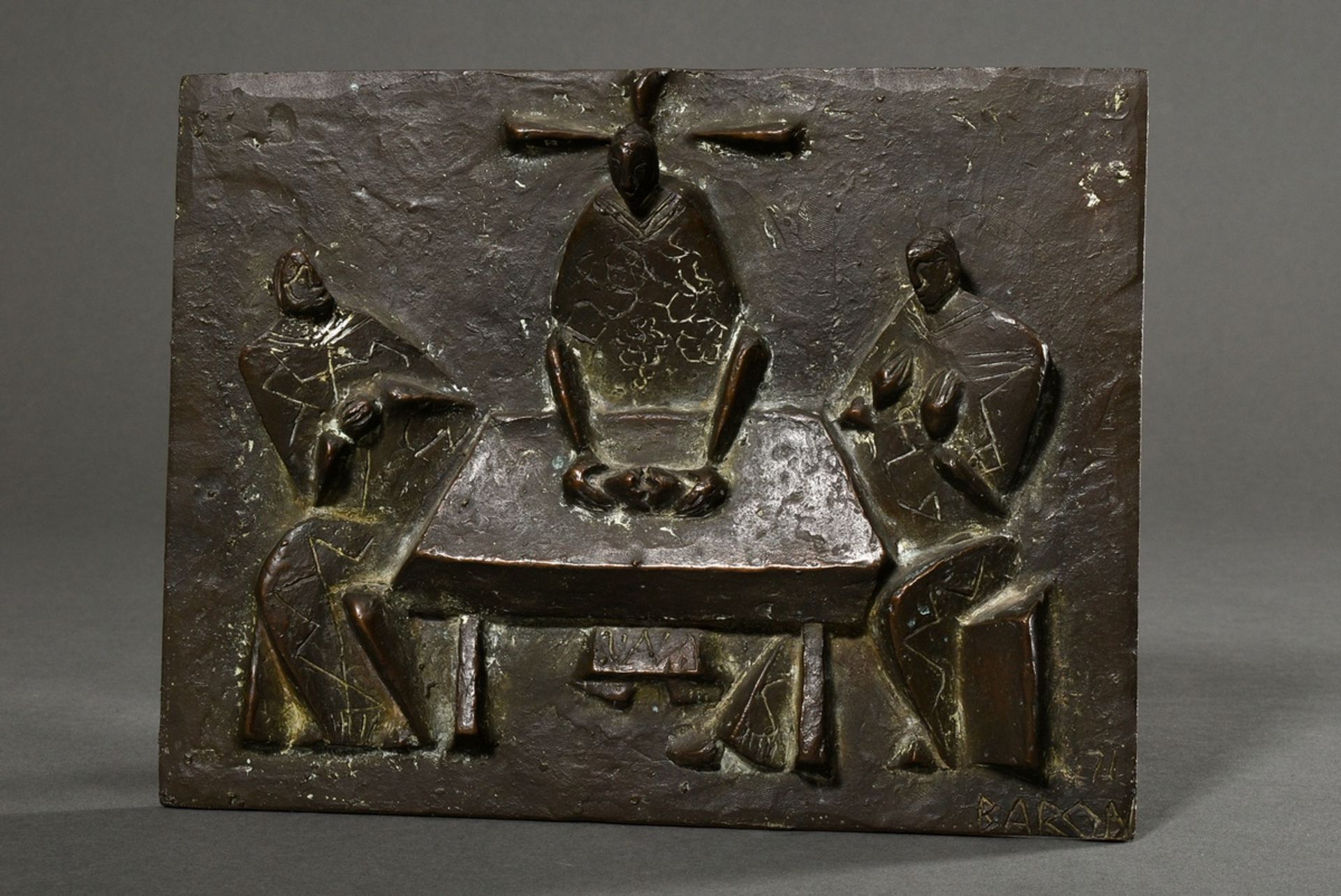 Baron, Josef (1920-2020) "Last Supper" 1971, bronze, high relief, signed/dated below, 21x27.5x3.8cm - Image 2 of 2