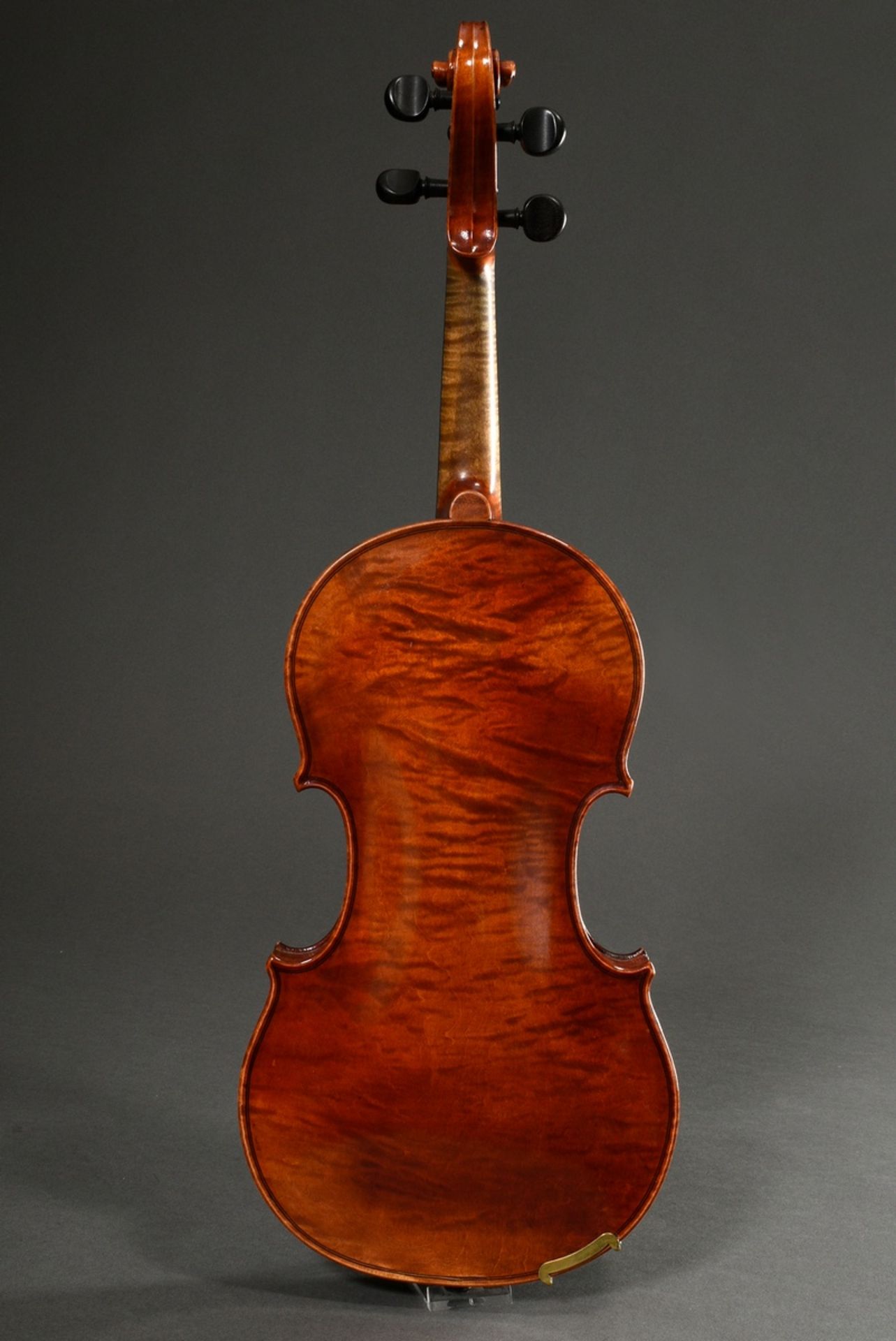Sächsische Geige mit Koffer und Bogen, Zettel innen "E.O. Reichel Markneukirchen Juli 1925 Made in  - Bild 5 aus 21