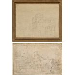 2 Sanquirico, Alessandro (1777-1849) "Milan" and "Italian City", pencil on paper, 1x sign., 1x vers