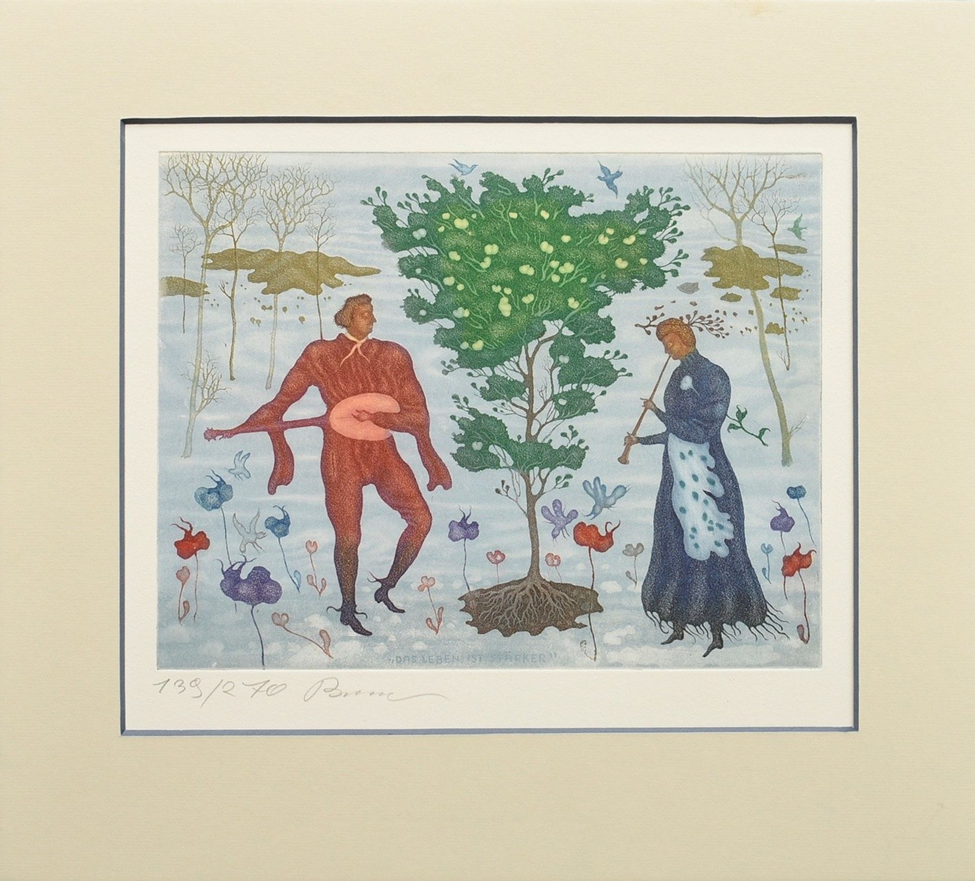 Brauer, Arik (1929-2021) "Life is stronger", colour etching, 139/270, sign/num., Edition Pro Futura - Image 2 of 4