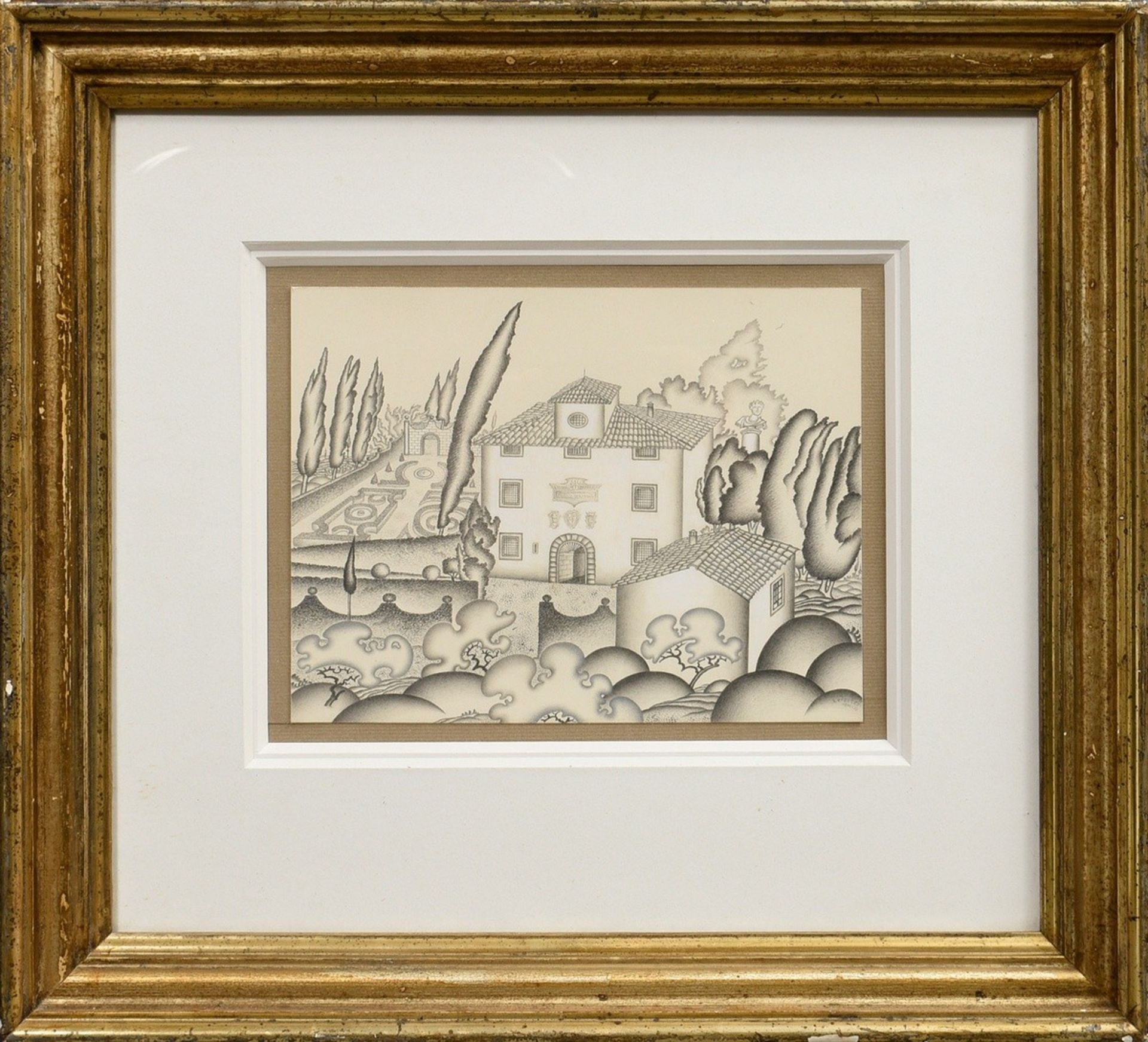 Leissler, Arnold (1939-2014) "Country house in Fiesole" 1976/77, pencil/silverpoint on cardboard, h - Image 2 of 4