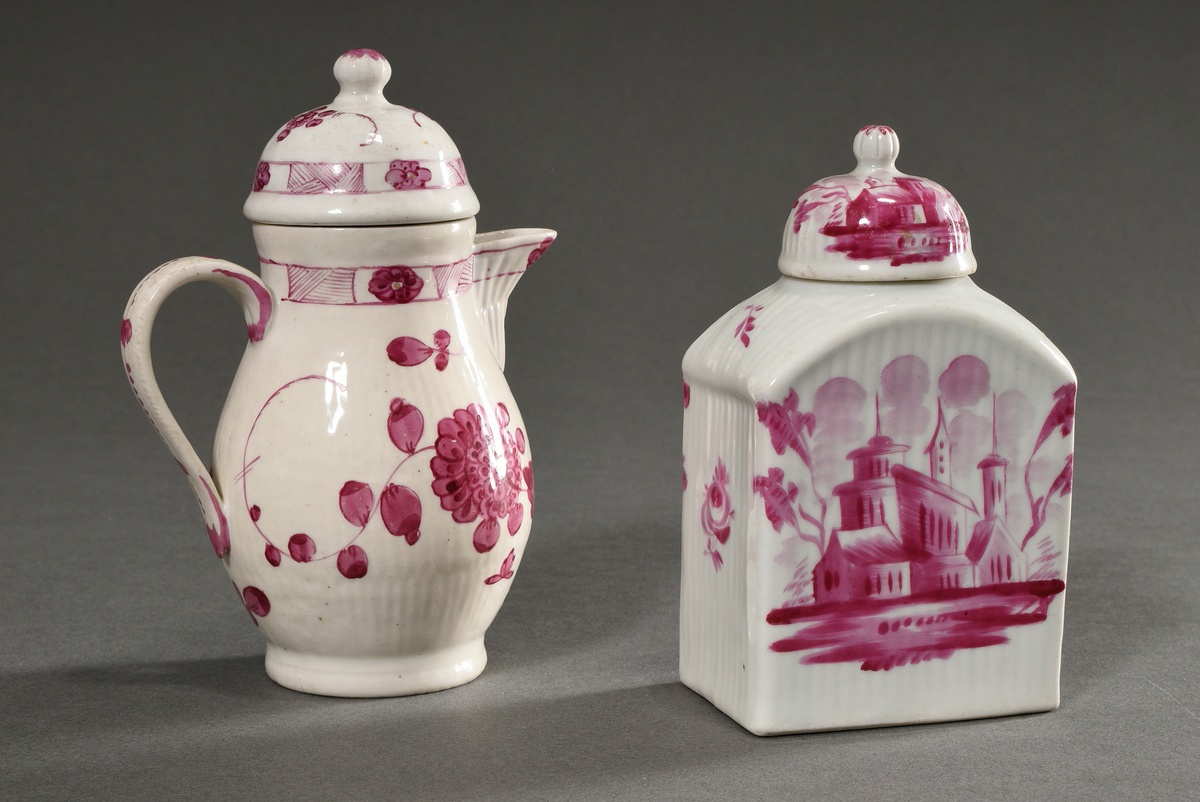 2 Various pieces of porcelain: Rauenstein jug (h. 15cm) and Wallendorf tea caddy with (h. 13cm) - Image 2 of 8