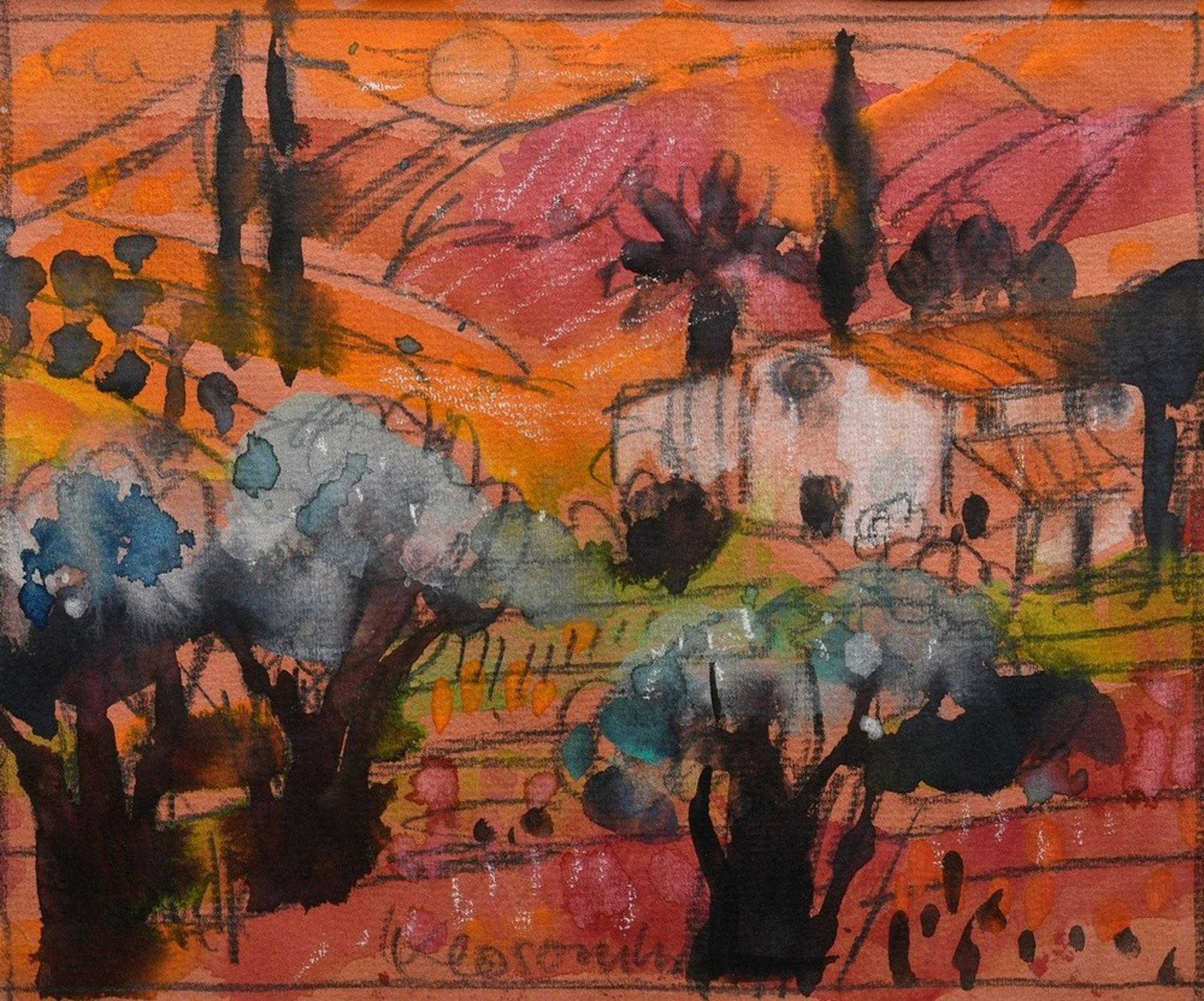 Klosowski, Alfred (*1927) "Little Landscape", watercolour/pencil, sign. below, 18,7x22,4cm (w.f. 50