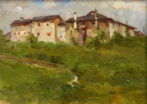 Schmidt, Rosa (1880-?) "Houses near Monte Grappa", oil/cardboard, sign. b.r., 16,2x23,4cm (w.f. 28,