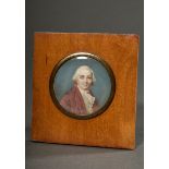 Miniature in flawless painting "Portrait of a gentleman in a red striped skirt", monogrammed HA on
