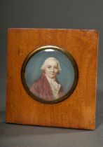 Miniature in flawless painting "Portrait of a gentleman in a red striped skirt", monogrammed HA on