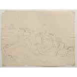 Bargheer, Eduard (1901-1979) "Two boats on the beach" 1940, ink, b.r. sign./dat., 32x42,5cm, slight