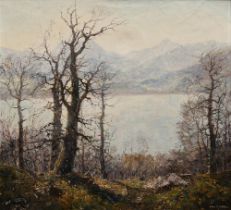 Pippel, Otto (1878-1960) "Pre-spring at Lake Tegernsee", oil/canvas, sign. lower right, verso titl.