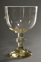 Berliner Weiße Glas mit aufgeschmolzenem Milchglas Rand und eingeschliffenem Eichstrich, H. 21,5cm,