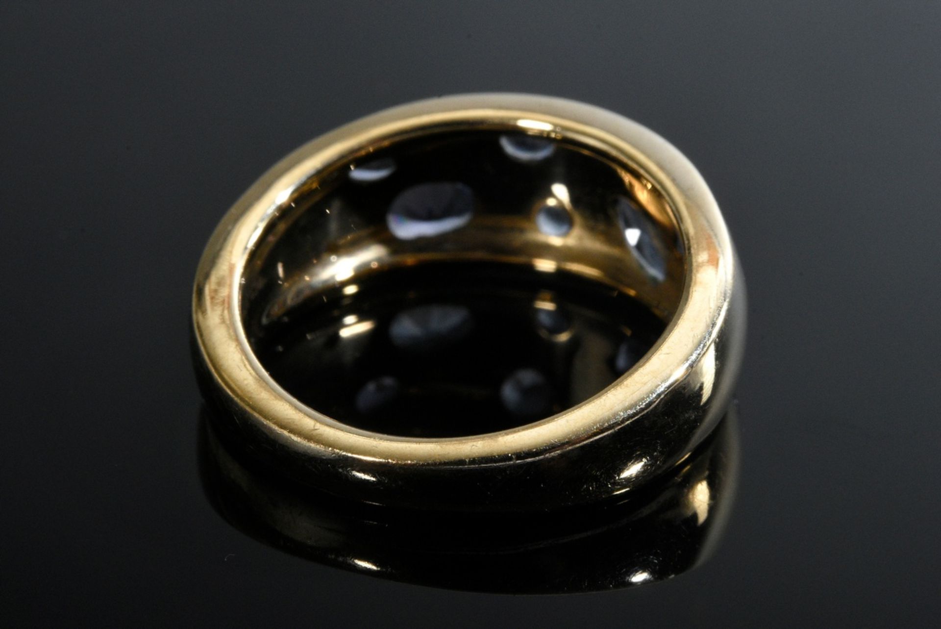 Gelbgold 375 Ring mit verstreut angeordneten Tansaniten, 4,8g, Gr. 50,5 - Bild 3 aus 4