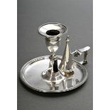 Plate chandelier with extinguisher, MZ: Timothy Renou, London 1800, silver 925, 307g, h. 11cm, Ø 13