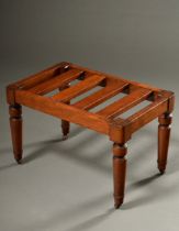 English suitcase stand on wheels, stained beech, 40x60x38.5cm, slight signs of age and use