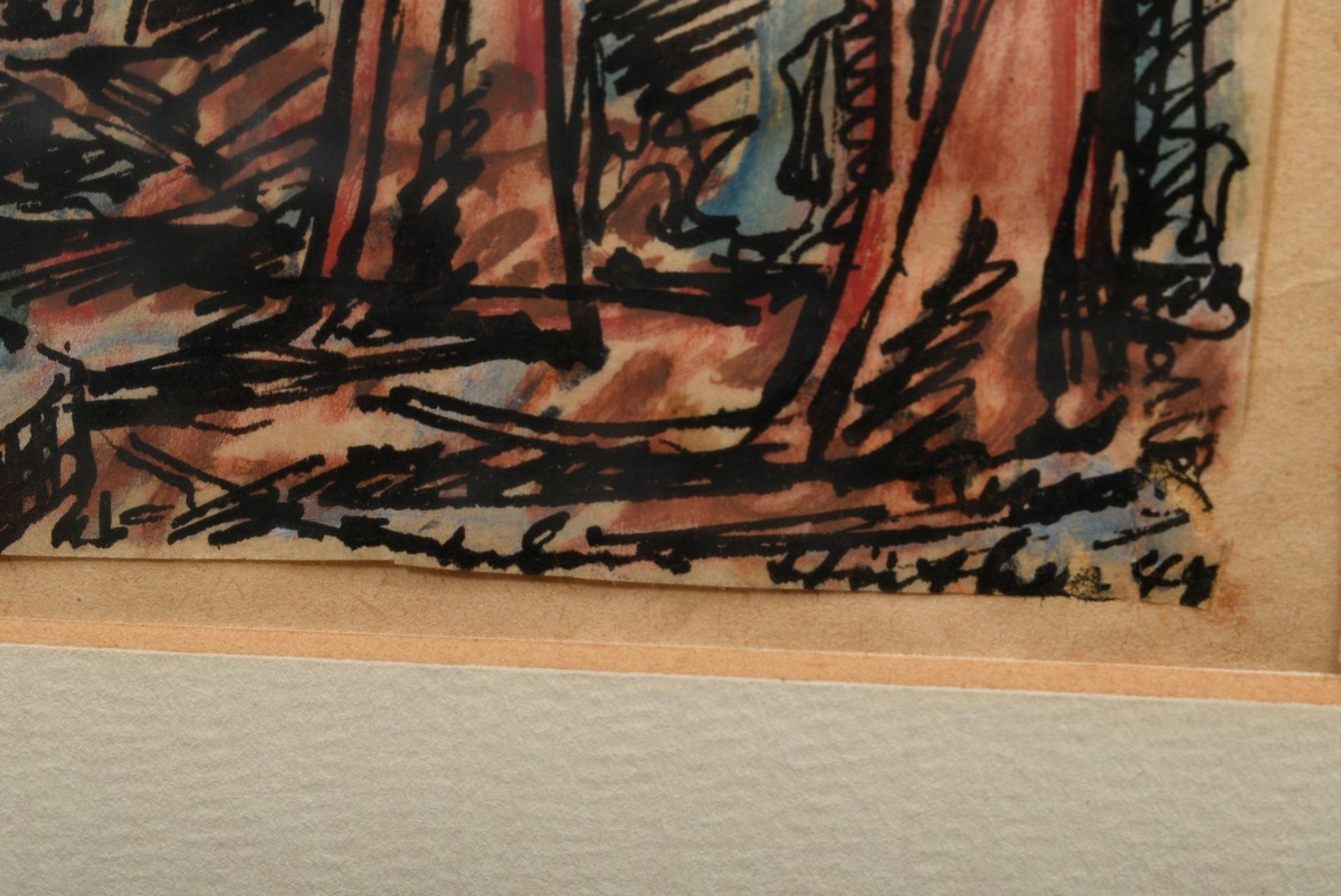 Hüther, Julius (1881-1954) "Christus at Schloss Neuburg am Inn" 1948(?), ink/coloured pencil/waterc - Image 3 of 4