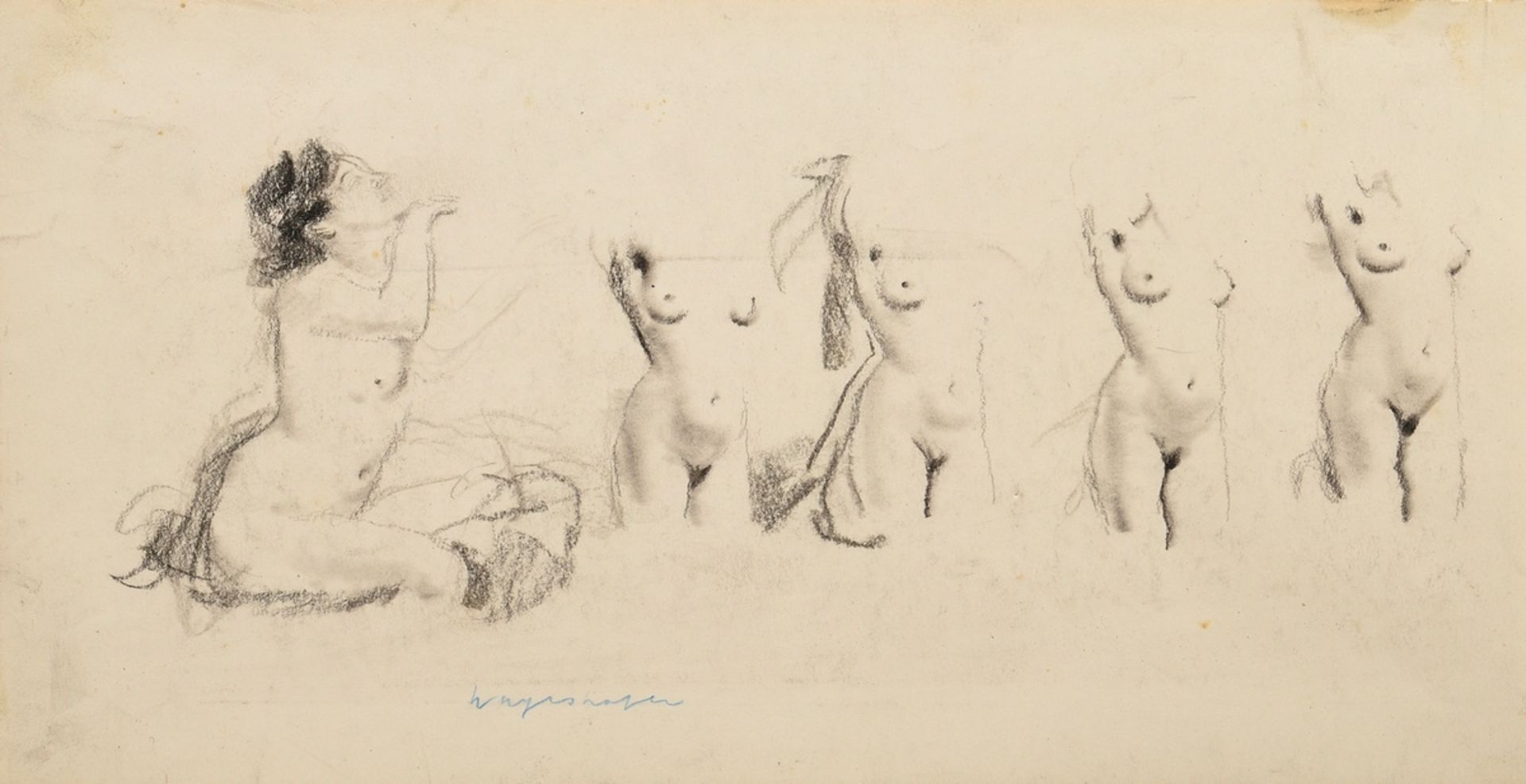 17 Mayershofer, Max (1875-1950) "Female nude drawings", charcoal, each sign., each mounted in passe - Image 9 of 19