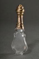 Biedermeier glass perfume bottle with ornamental gold mounting, footrim scuffed h. 11.5cm