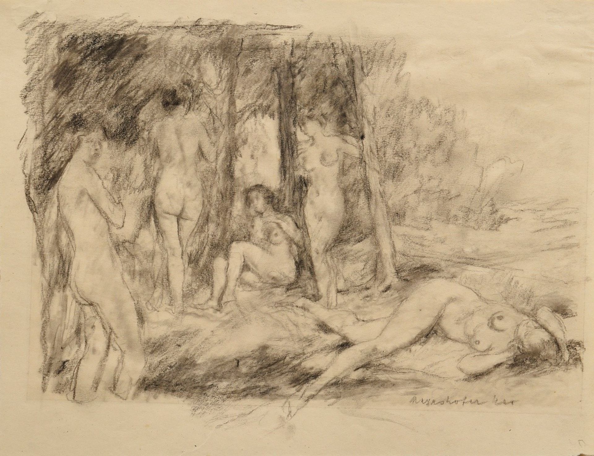 17 Mayershofer, Max (1875-1950) "Female nude drawings", charcoal, each sign., each mounted in passe - Image 12 of 19