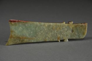 Cloudy green-brown jade "Ritual sceptre Yazhang" in archaic style, China, 18x5.5x0.5cm