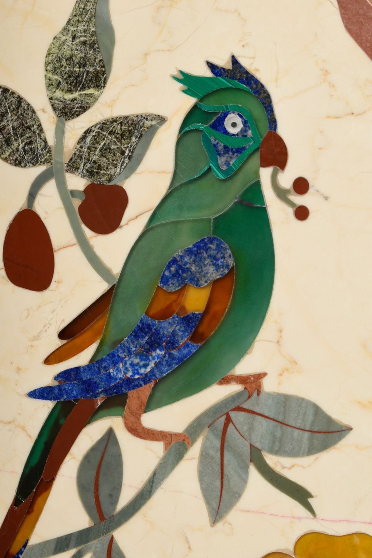 Rechteckige Tischplatte mit opulent dekorierter Pietra Dura Arbeit "Vögel in Blütenranken", verschi - Bild 4 aus 7