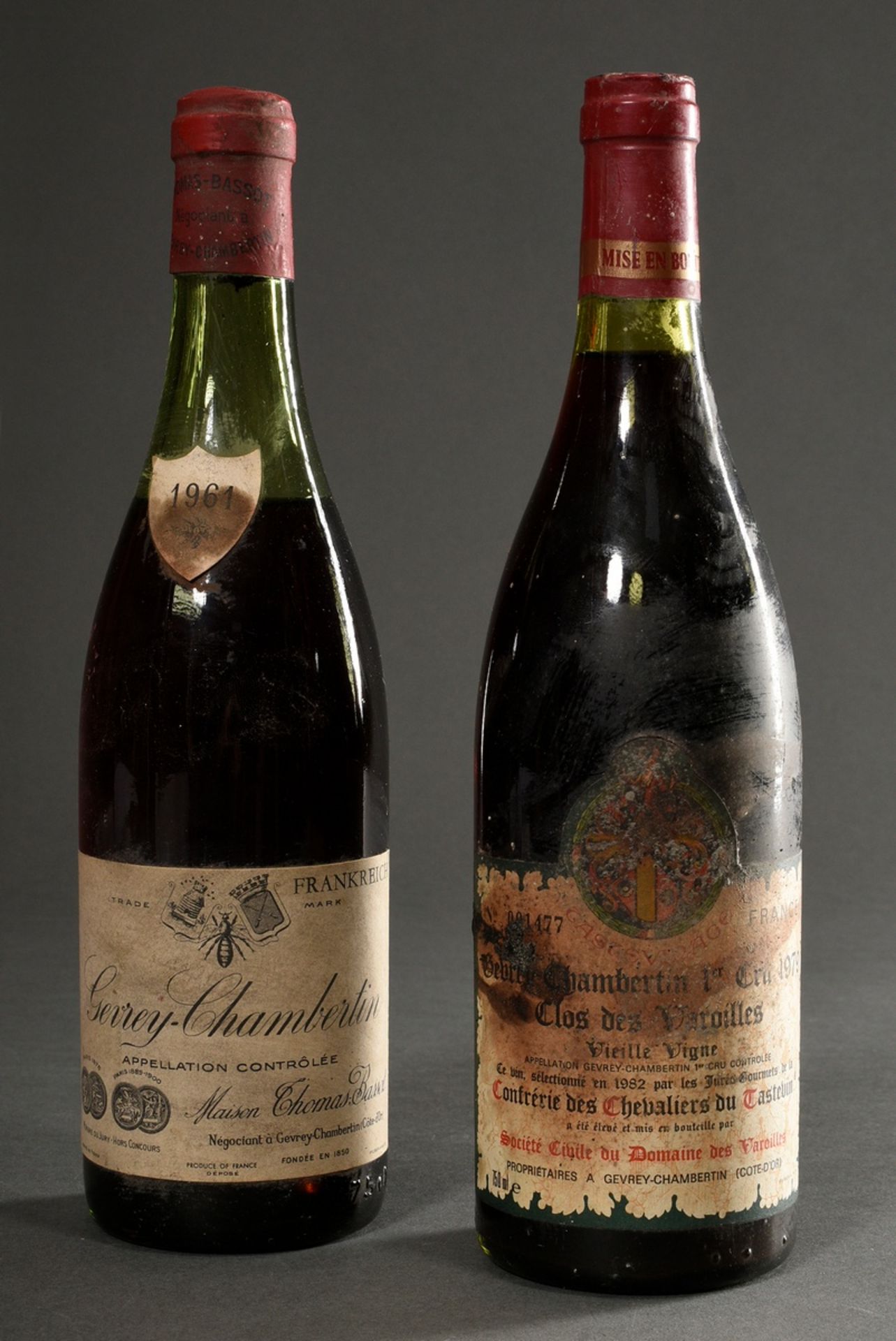 3 Bottles: 1x 1979 Gevrey Chambertin 1er cru clos des Varoilles, 1x 1961 Gevrey-Chambertin, Maison