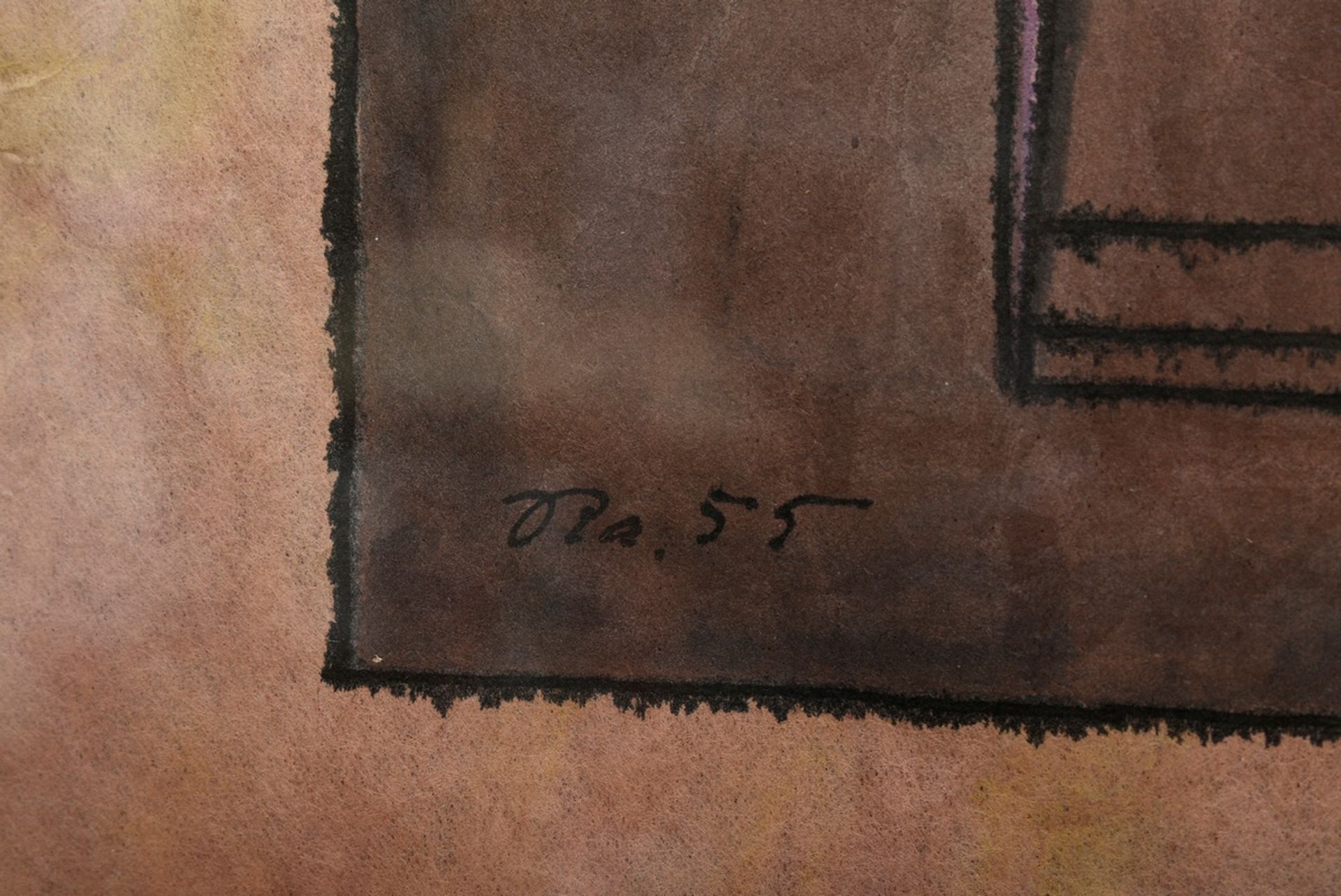 Unknown 20th c. artist, "Abstract composition" 1955, watercolour/ink, illegible sign./dat. lower l. - Image 3 of 3