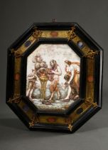 Capodimonte porcelain plate with relief "Mythological Scene - Sacrificial Scene with Pan" in octago