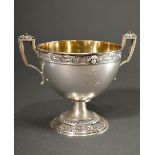 Renaissance-style goblet bowl with raised handles on both sides on a round foot, all-round ornament