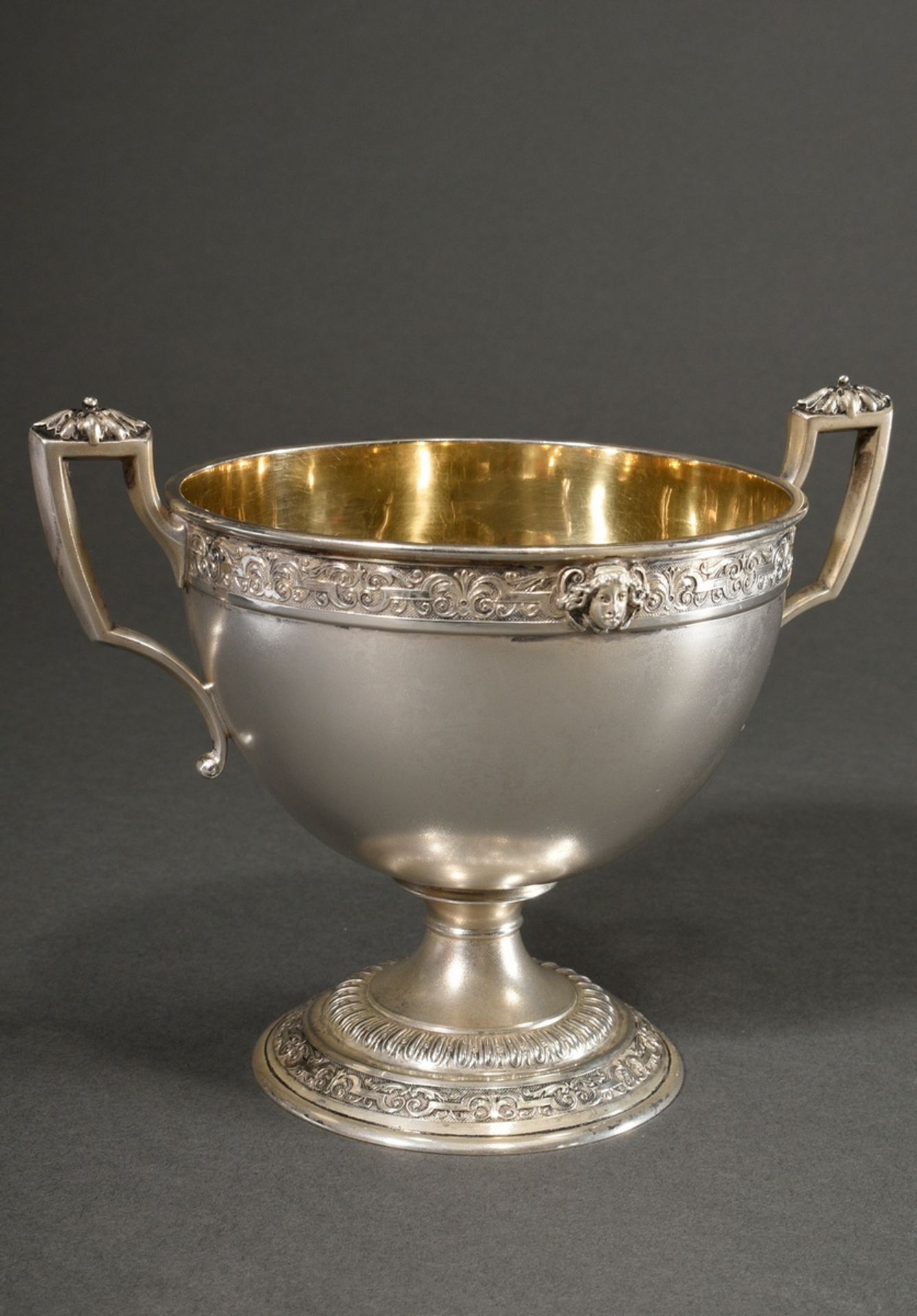 Renaissance-style goblet bowl with raised handles on both sides on a round foot, all-round ornament - Image 2 of 6