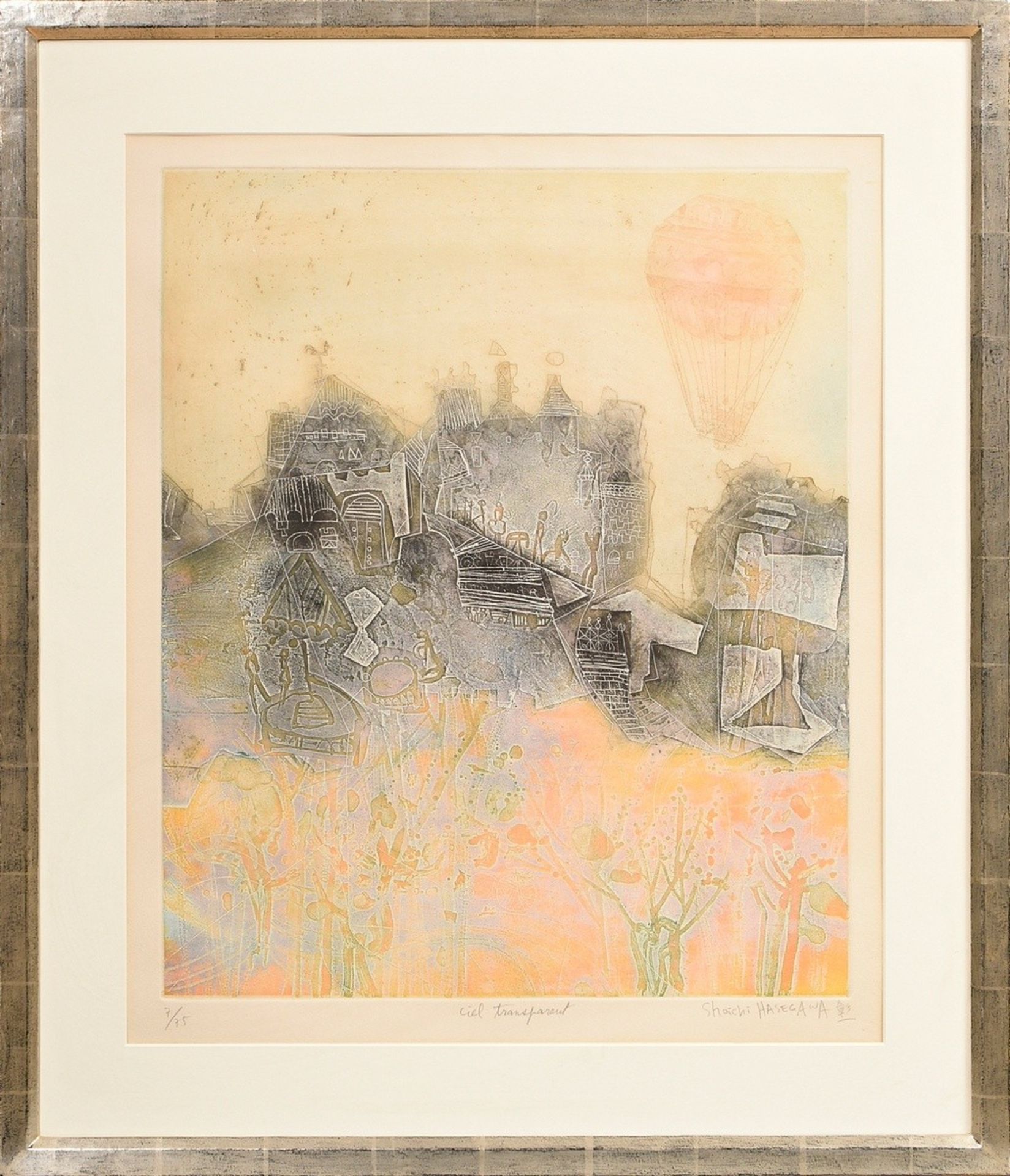 Hasegawa, Shoichi (*1929) „Ciel transparent“, Farbradierung, 7/75, u. sign./num./betit., PM 59,3x49 - Bild 2 aus 3