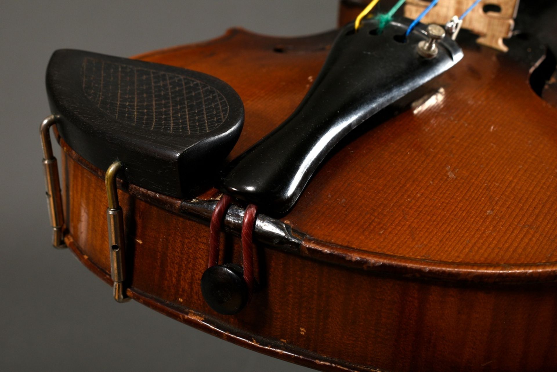 German violin, 1st half of the 20th century, split back, without facsimile label, sound post is sta - Image 12 of 17