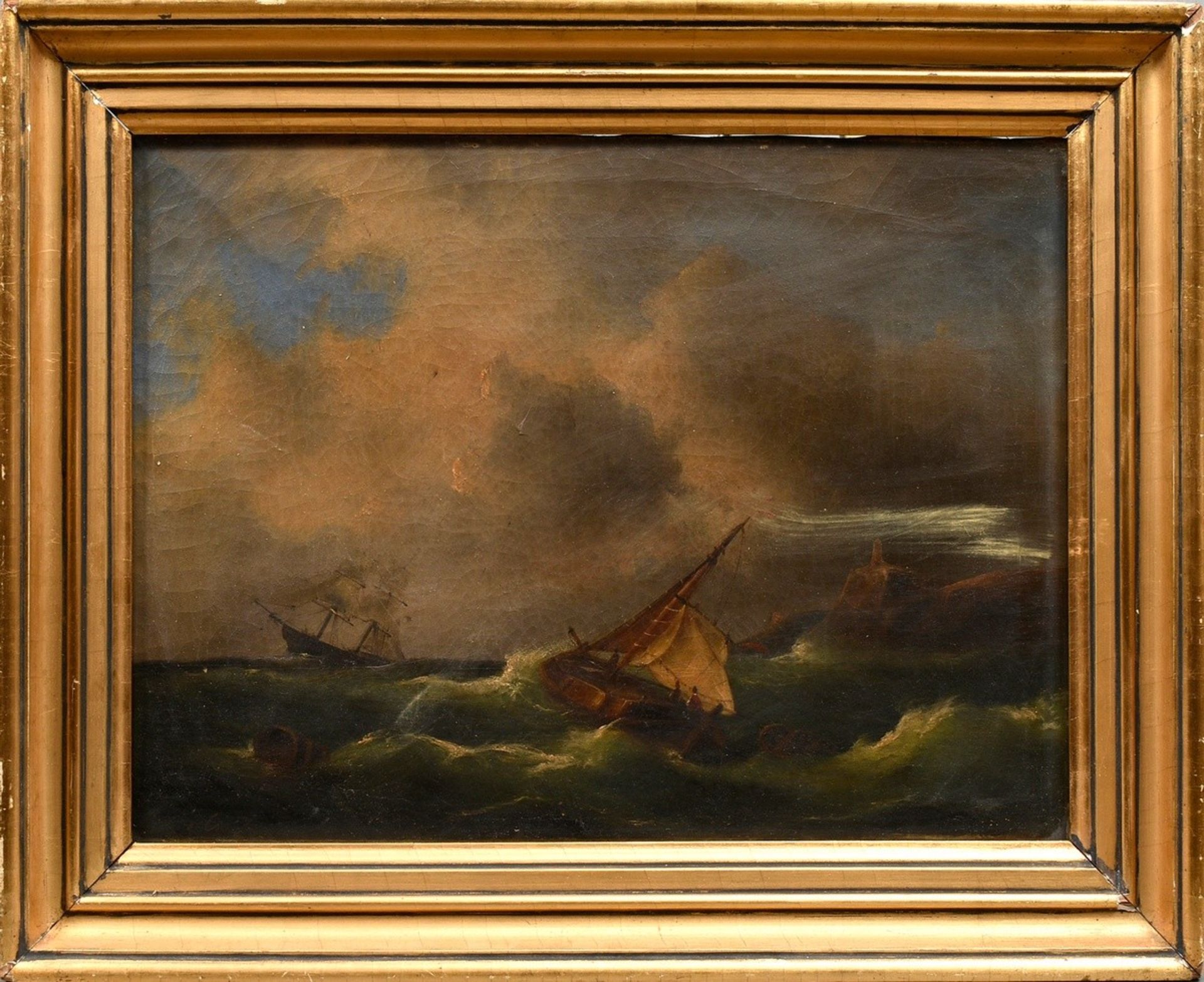 2 Unknown artist of the 18th/19th c. "Dutch Navy Motivs", oil/canvas, each illegibly sign. lower le - Image 5 of 7