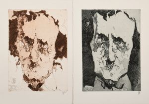 2 Janssen, Horst (1929-1995) "Nevermore/ Edgar Allen Poe", Radierungen (1. und 2. Fassung), Griffel