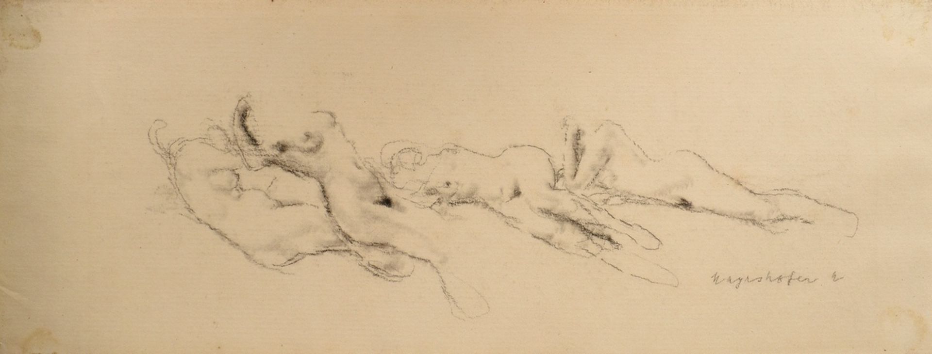 17 Mayershofer, Max (1875-1950) "Female nude drawings", charcoal, each sign., each mounted in passe - Image 6 of 19