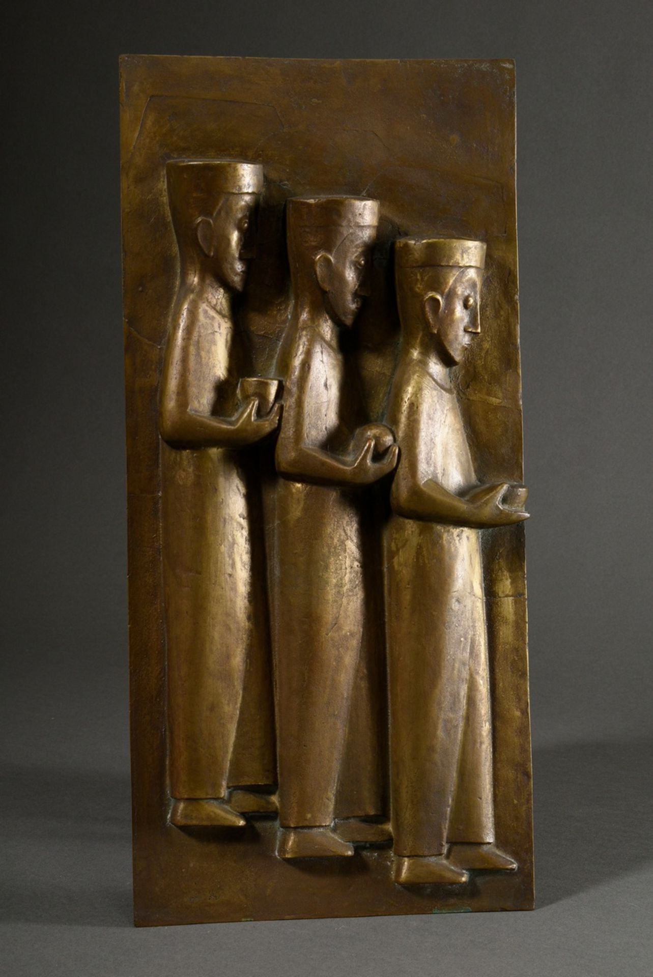 Zenz, Toni (1915-2014) "Heilige Drei Könige" um 1973, Bronze, Hochrelief, Tabernakeltür, 53x24,7cm - Bild 2 aus 5
