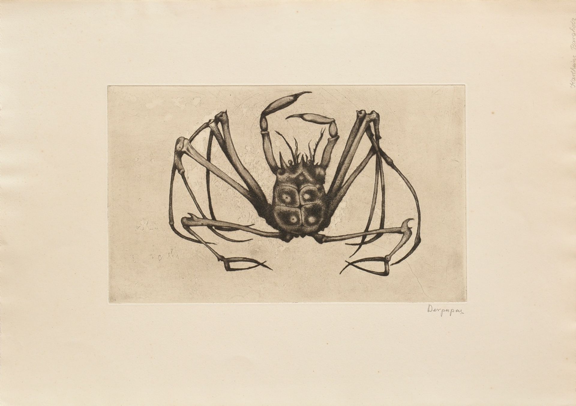 Derpapas, Georgios (1937-2014) "Crab" 1961, etching, probably Griffelkunst, sign. b.r., PM 20,5x33, - Image 2 of 2