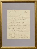 Cocteau, Jean (1889-1963) handgeschriebener Brief "Bonjour belles filles merchantes...", Tinte, u.r