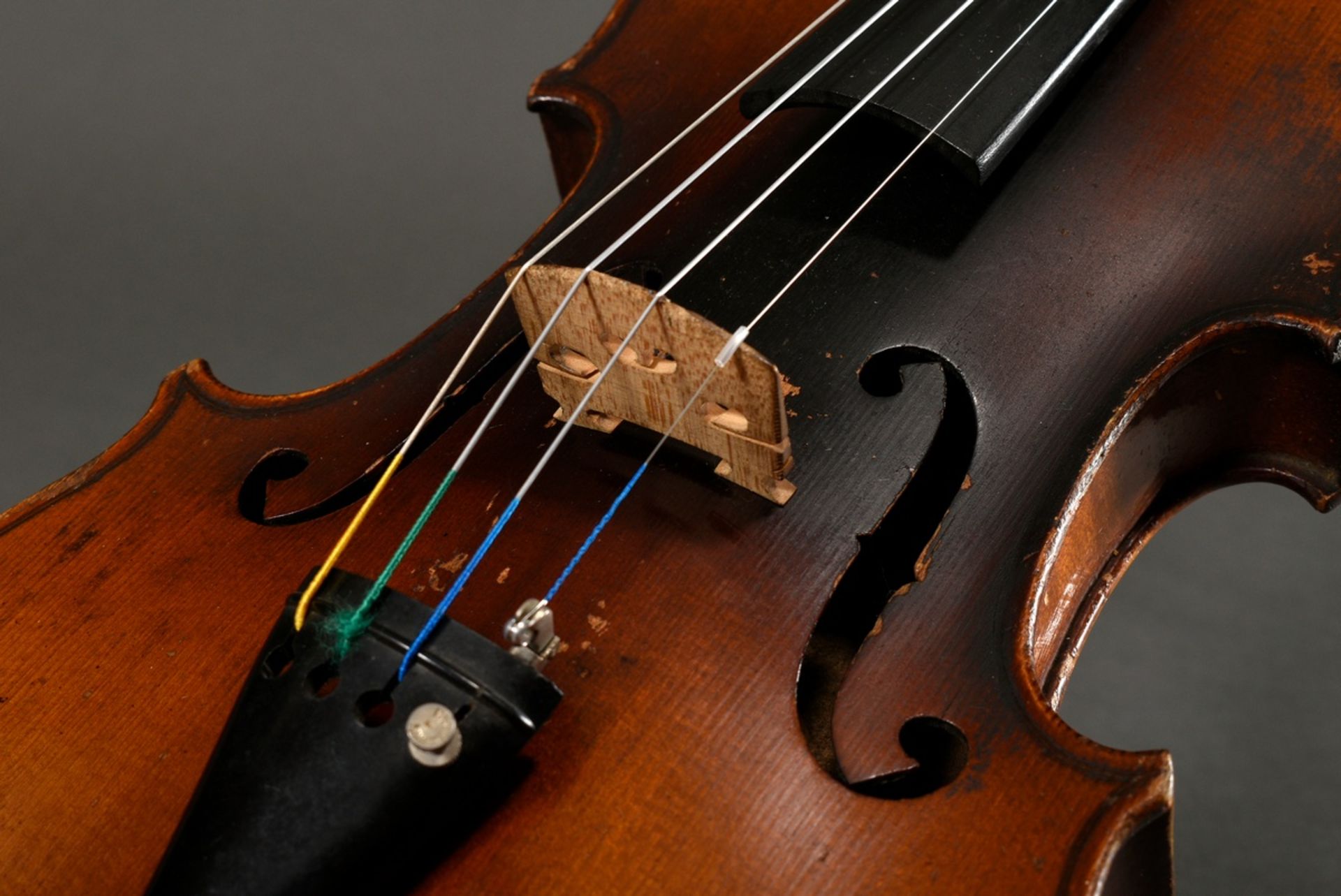 Deutsche Geige / Violine, 1. Hälfte 20.Jh., geteilter Rücken, ohne Faksimile-Zettel, Stimme steht,  - Bild 5 aus 17