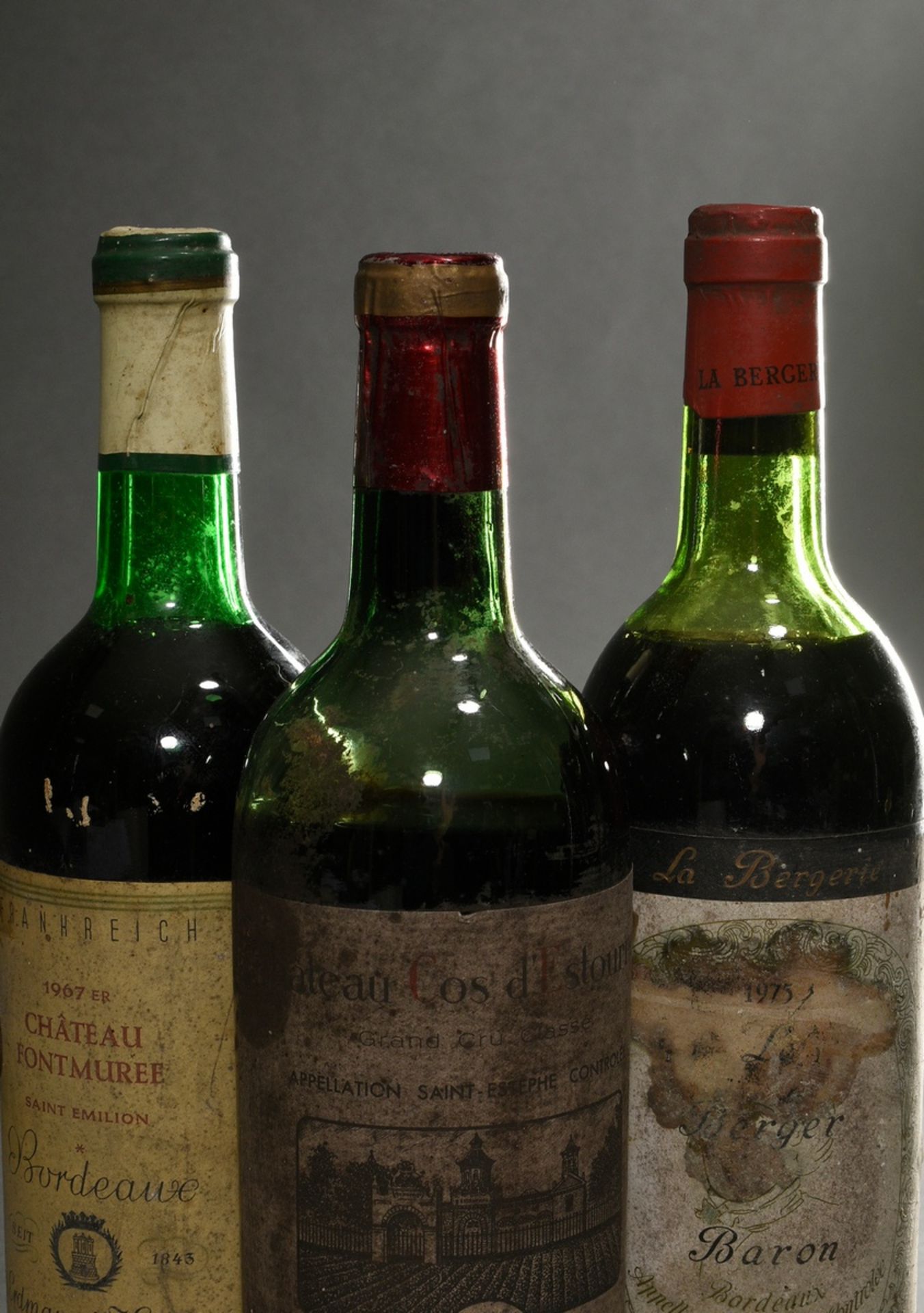 3 Diverse Flaschen Bordeaux: 1x 1953 Chateau Cos d´Estourel, Grand Cru Classe, St. Estephe, 1x 1967 - Bild 5 aus 5
