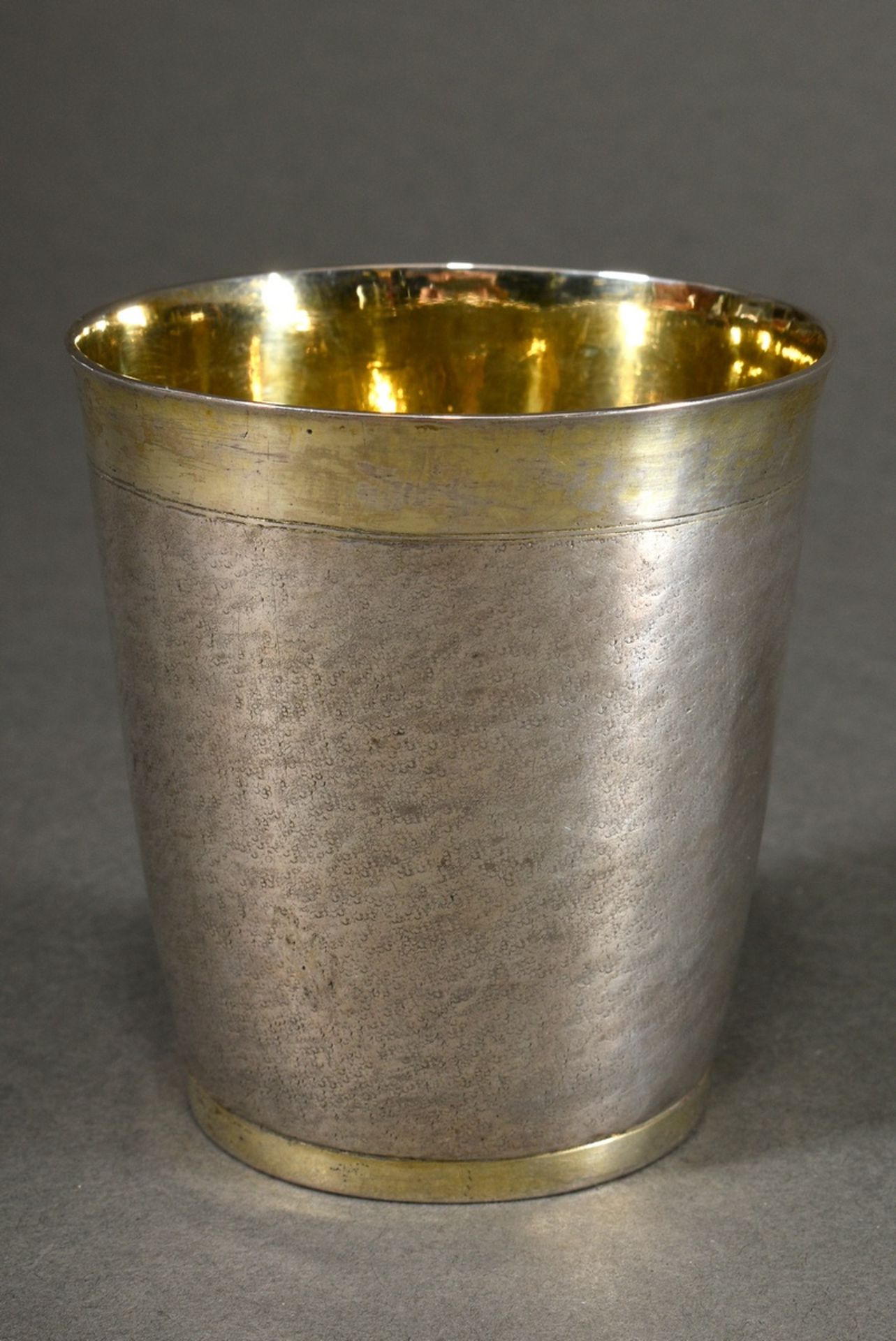 Baroque snakeskin cup with vermeil rims, 17th/18th century, base hallmarked "D.L.GV.SZ.E", MM: IF, 