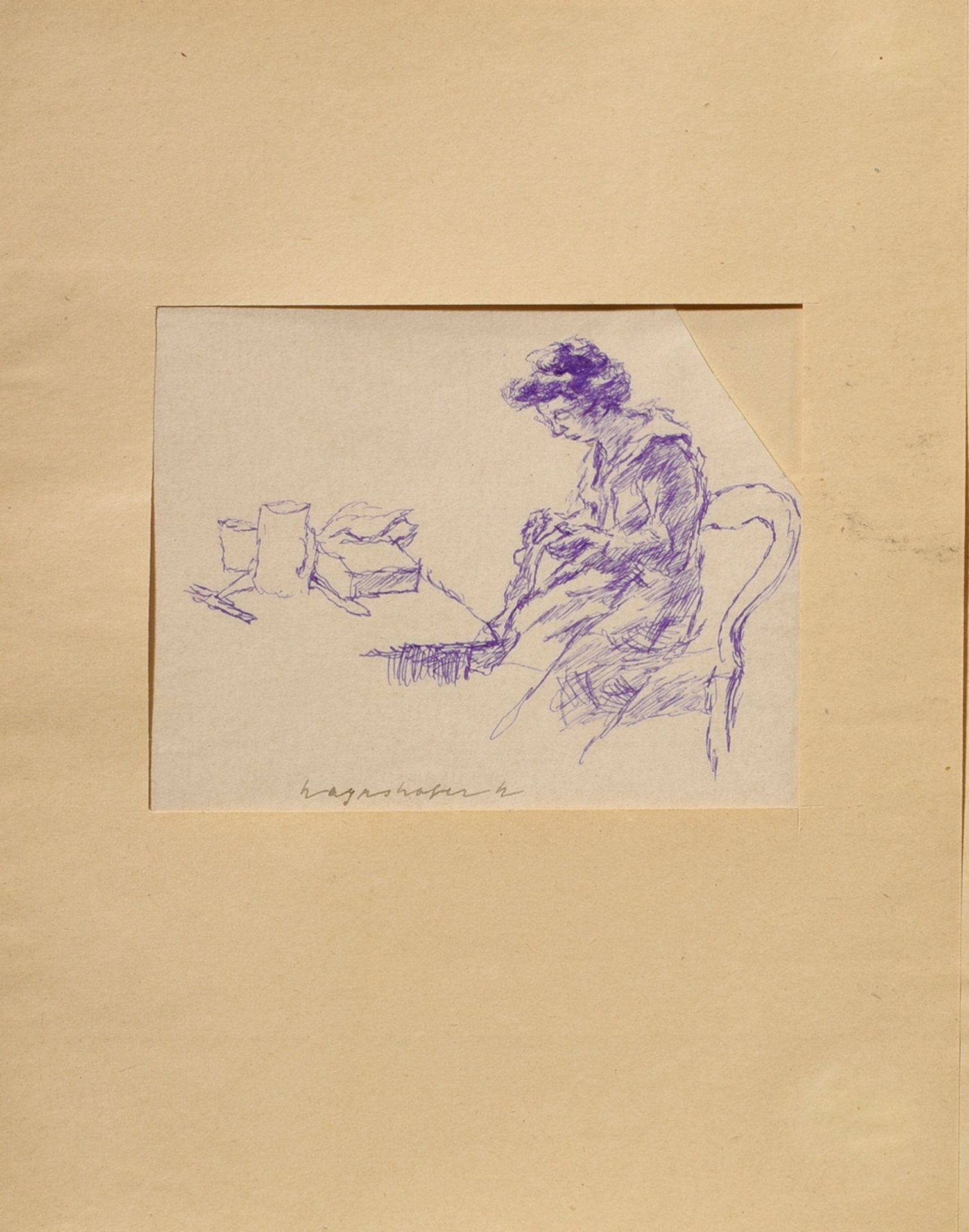 Mayershofer, Max (1875-1950) "Skizzenbuch Groteskes, Portraits und Landschaften", Tinte/Kohle, je s - Bild 20 aus 27