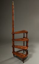 English mahogany library staircase with 4 steps and brown leather with circumferential gold punchin