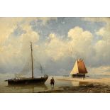 Koekkoek, Jan Hermann Barend (1840-1912) "Fishing boats at the beach" 1860, oil/wood, sign./dat. lo