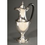 Hot water jug with monogram cartouches and black wooden handle, London 1800, silver 925, 483g, h. 2
