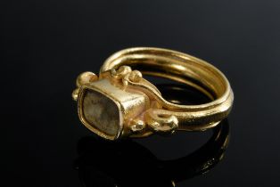 Gelbgold 917 Ring mit hellem Stein Intaglio „Schreitende Sau“ (Griechenland, 5. Jh. v. Chr.), Wolfg