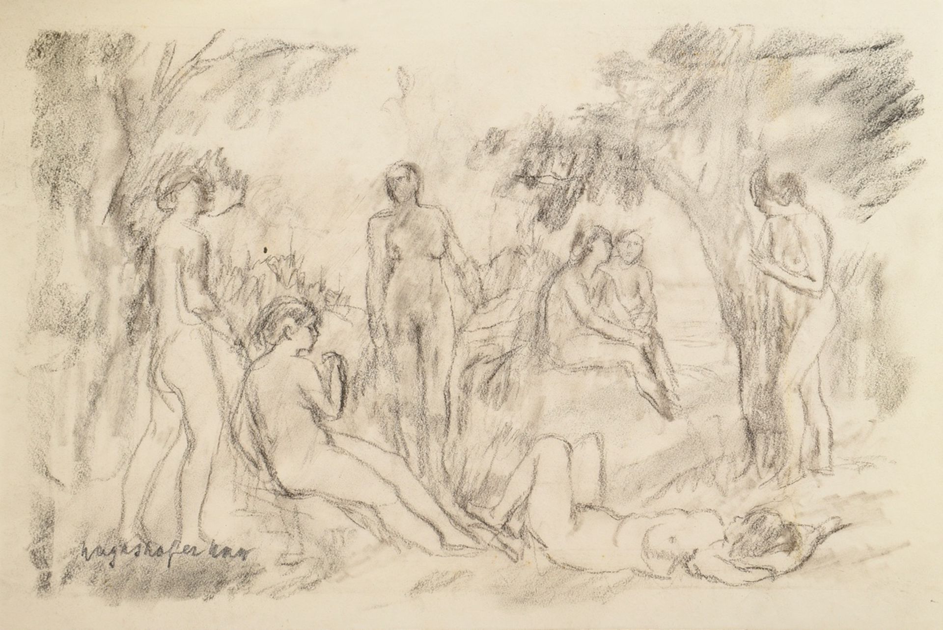 17 Mayershofer, Max (1875-1950) "Female nude drawings", charcoal, each sign., each mounted in passe - Image 4 of 19